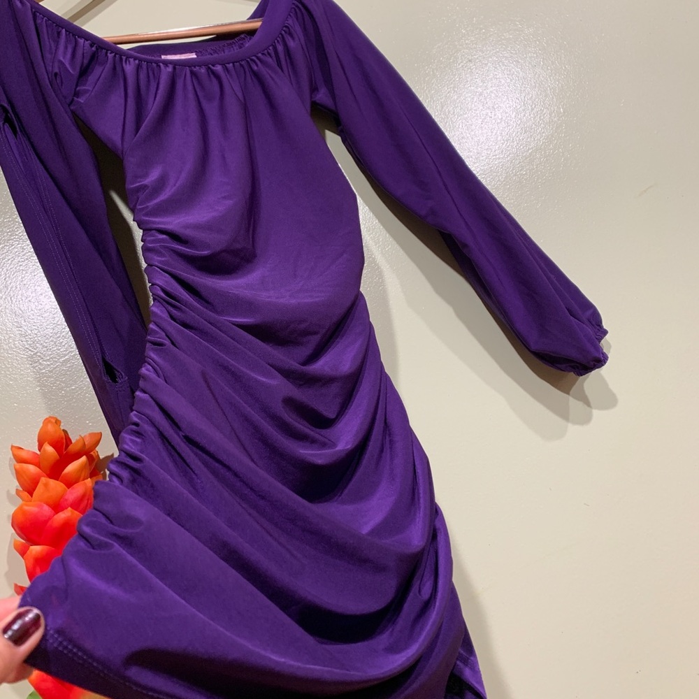 Jane USA Purple Ruffled Long Sleeve Dress